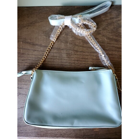Simply Southern Mint Blue Green Crossbody Bag Gold Chain Quilted Pattern NWT - Picture 4 of 11